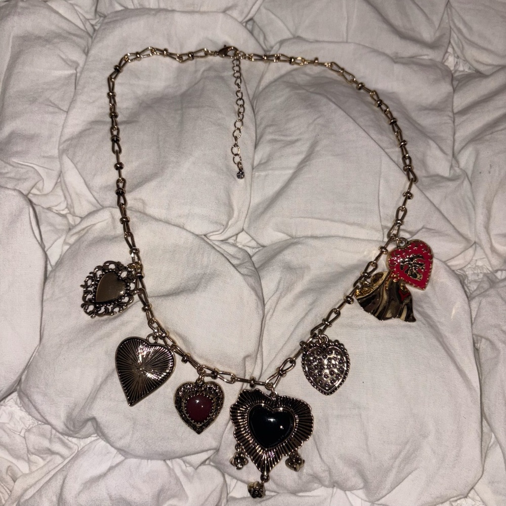 Free People Gold Necklace with Heart Charms - Picture 2 of 2